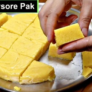 100% soft मैसूर पाक जो मुँह में घुल जायें | 3 Ingredients Recipe | How to make Ghee Mysore pak
