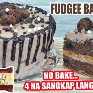 NO BAKE NO COOK FUDGEE BAR CAKE | 4 INGREDIENTS ONLY | HOW TO MAKE CHOCOLATE ICE CREAM CAKE HOLIDAY