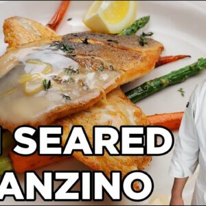 Pan Seared Sea Bass with Lemon Butter Sauce | Pan Seared Branzino How to Cook Mediterranean Sea Bass