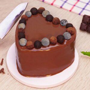 Moist Miniature Chocolate Truffle-Topped Heart Cake Recipe | Best Of Chocolate Cake by Mini Bakery