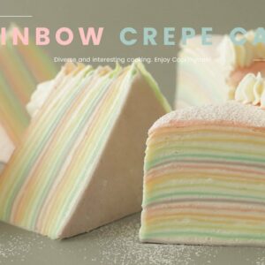 파스텔🍭 레인보우 크레이프 케이크 만들기 : Pastel Rainbow Crepe Cake Recipe : パステルレインボークレープケーキ | Cooking tree