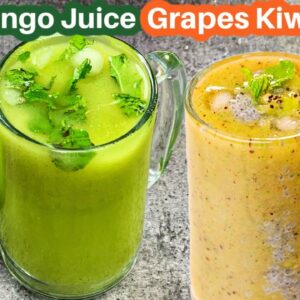 2 Refreshing Summer Drinks | Fresh Juice Recipe | Raw mango recipe | Grapes juice | KabitasKitchen