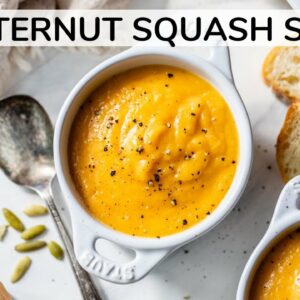 BUTTERNUT SQUASH SOUP | roasted butternut squash soup recipe