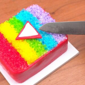 Satisfying Miniature Rainbow Youtube Cake Decorating | Yummy Tiny Cake Recipe
