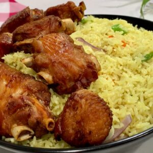 COOK MY CROWD PLEASING COCONUT RICE WITH CRISPY AIR FRIED TURKEY WINGS WITH ME, READY IN AN HOUR