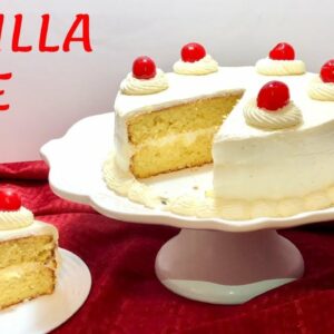 Easy Vanilla Cake with Vanilla Buttercream Frosting (Butter Cake)