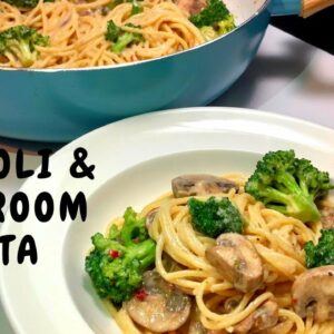 Broccoli & Mushroom pasta with easy home made white sauce (No Alfredo Sauce)